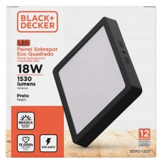 53663 - PAINEL LED BED 18W SOB.QD 6500K(PRETO)