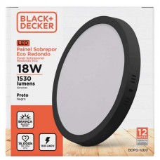 52124 - PAINEL LED BED 18W SOB.RD 6500K(PRETO)