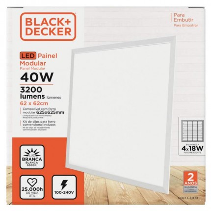 PAINEL LED BED 40W EMB.QD 62X62CM 6500K